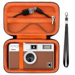 Supmay Hard Carrying Case for Kodak EKTAR H35 Half Frame Film Camera, Protective Storage Travel Case with Zipper Mesh Pocket for Battery, Film, USB Cable, Black+Orange