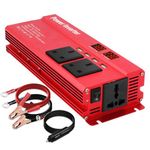 LVYUAN Power Inverter 2000W DC 12V to 230V AC Car Converter 12V with 4 USB 3 UK Sockets Car Adapter With LED Display