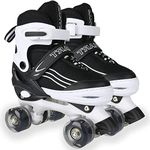 Kids Roller Skates for Girls Boys Adjustable Roller Skates with Light Up Wheels, Fun Illuminating for Girls Boys, Suitable for Both Indoor and Outdoor Use (White/Black, Medium-UK 1-4)