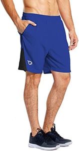 baleaf Men's 7" Running Shorts with Mesh Liner Zipper Pocket for Athletic Workout Gym Blue XX-Large