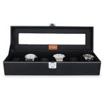 LEDO Watch Box Holder Organizer Case in 6 slots of Watches with Transparent Look Black & Black color Velvet