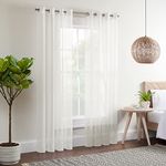 Eclipse Kiara Modern Sheer Voile Light Filtering Grommet Window Curtains for Bedroom (2 Panels), 54 in x 84 in, Ivory