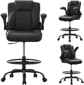 500lbs Drafting Chair,Big and Tall Office Chair for Standing Desk with Wide Seat,2D Adjustable Lumbar Support,Ergonomic Office Chair with Footrest for Home,Drawing or Counter Height Use