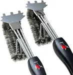 [2 Pack] Kona Speed/Scrape Grill Brush and Scraper - Flex-Grip Handle, Stainless Steel Bristles, Free 5 Yr Limited Warranty, Great BBQ Grill Cleaner for Gas Grills & Cast Iron Grates