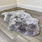 Genuine Colourful Sheepskin Rug | Extra Thick Large Sheepskin Rugs (Light Grey, Single 95x60cm)