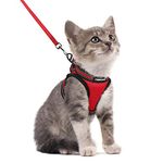 rabbitgoo Cat Harness and Leash Set for Walking Escape Proof, Adjustable Soft Kittens Vest with Reflective Strip for Extra Small Cats, Comfortable Choke-Proof Outdoor Vest Harness, Red, S