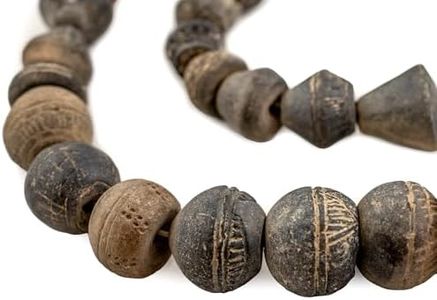 Old Jumbo Mali Clay Beads: Unique Artisan Spindle Whorl, Handmade from Mali, 36mm Diameter