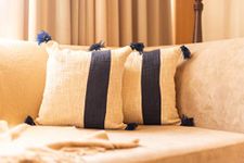 aRDENMEAD Set of 2 Decorative Hand Made Throw/Pillow Cushion Covers. Tassel Cushion Cover Set for You Sofa,Living Room (16 x 16 Inches | 40 x 40 cm, Blue)