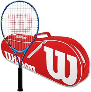 Wilson US Open Junior 21 Inch Tennis Racquet Bundled with (1) Red Advantage II Tennis Bag - Perfect Starter Set for Kids Age 5-6