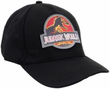 Jurassic World Boys Baseball Cap Adjustable Hat Classic Dinosaur Design Summer Hat Kids Teens, Black