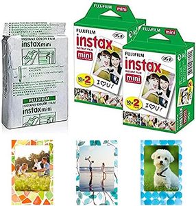 Fujifilm Instax Mini Instant Film,10 Sheets×5 Pack(Total 50 Shoots) + 3 Photo Magnet Frames [Bulk Packaging] International Version