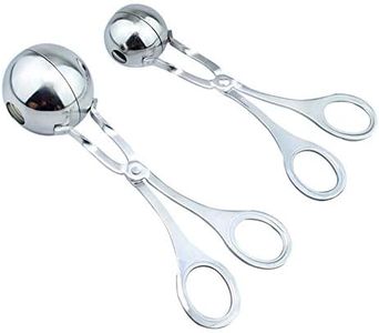 WedFeir 2 PCS None-Stick, Stainless Steel Meat Baller, Cake Pop Meatball Maker Ice Tongs, Cookie Dough Scoop for Kitchen. (1.38" and 1.78")", Sliver