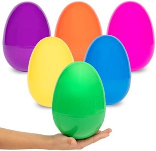 PREXTEX 7” Jumbo Unfilled Easter Eggs, 6 pcs | Empty Plastic Eggs Bulk, Egg Toy Pack, Big Giant Easter Egg, Jumbo Eggs | Large Easter Eggs Empty, Party Decoration, Color Party Pack, 6 Pack Color Eggs