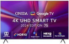 ONIDA 189 cm (75 inch) Nexg Series 4K Ultra HD LED Smart Google TV 75UIG-R (Black)