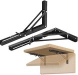 Bolt Dropper Heavy Duty Folding Shelf Brackets - Set of 2 Black Foldable Floating Shelves - Adjustable Support for Wall Mounted Brackets - Stainless Steel Collapsible Bracket with Hinge - Space Saving