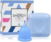 SHORDY Menstrual Cup, Silicone Cup (Small), Soft & Flexible, Coupe Menstruelle Kit for Women Up to 12 Hours of Comfort, Eco-Friendly Period Cup & Safer Alternative to Pads & Tampons (Blue)