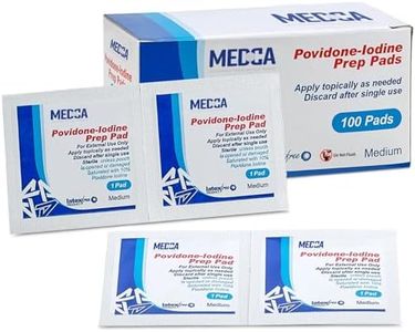 (Box of 100 Count) Prep Solution Pads, 10% Swabs for Individual Disinfecting Wipes, Disposable Cotton Antiseptic Surgical Pad for Wound Care, and First Aid (Packing May Vary)