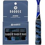 Raquex Evoke Overgrip Tape 3 Pack - Tennis Racket Grip Tapes - Racquet Anti Slip Tape Overgrip for Tennis Rackets, Badminton and Squash. British Designs, Finishing Tape Included (Dark Camo)