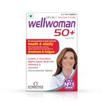 Wellwoman 50+ multivitamins for women over age 50 years with Vitamins, Iron, calcium, amino acids to support menopausal symptoms, maintain energy, Vision & Heart health| Vegetarian 30 Tablets