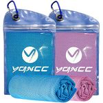 YQXCC 2 Pack Cooling Towel (120x30 cm) Ice Towel for Neck, Microfibre Cool Towel, Soft Breathable Chilly Towel for Yoga, Golf, Gym, Camping, Running, Workout & More Activities