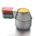 Warmheart Magnetic Measuring Cups Set, 7 Pieces Stainless Steel Stackable Nesting Measuring Cups, for Kitchen Dry and Liquid Ingredients, Dishwasher Safe Multicolour