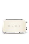Smeg Toaster, 2 Extra Wide Slot for 4 Slices, Original Italian Brand, Auto Center for Even Browning, Smart Crumb Tray, Multi-Use: Defrost, Reheat & Bagel, 6 Toast Levels, 1500W, TSF02CREU, Cream