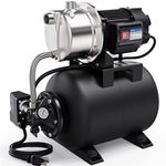 Acquaer 1.6HP Shallow Well Pump with Pressure Tank, Stainless Steel, 1320GPH 115V Irrigation Pump, Automatic Water Booster Jet Pump for Home, Garden, Lawn