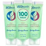 EcoEarth - Travel Size Shampoo Conditioner - 2-in-1, Spring Breeze, 1 fl oz, 100 PK - Revitalizing & Refreshing Conditioning Shampoo Amenities for Guests - Small Size Hotel Toiletries in Bulk