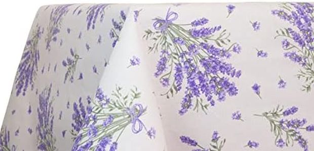 BIANCHERIAWEB Tovaglia Cucina e Salotto Disegno Lavanda, Made in Italy, Tovaglia da Tavolo in 100% Cotone, 140x240 cm
