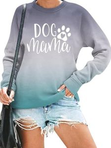 MK Shop Limited Dog Mom Sweatshirt For Women: DOG Mama Cute Dog Paw Graphic Tie-Dye Long Sleeve Pullover Blouse,Gradient Sweatshirt, Dog Lovers Graphic Tees For Women