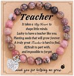 COLORFUL BLING Teacher Appreciation Gifts Natural Gem Teacher Bracelet for Apple Bee Natural Healing Stone Bracelet Teacher Gift Ladies Adjustable Beaded Bracelet Jewelry Message Card Meaning Card, synthetic-fiber Metal, alloy