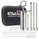 BBQ Monster Meat Injector for Smoker with Case and 4 Flavor Food Injector Syringe Needles, Injecting Marinade into Turkey, Meat; 2-oz; Paper and E-Book (PDF) User Manual Included