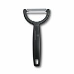 Victorinox Swiss Made Stainless Steel Swiss Classic Ypso Peeler, Serrated Double Edge Peeler for Professional and Household Kitchen, Black, Long Fruit & Vegetable Peeler | 6.0963.3