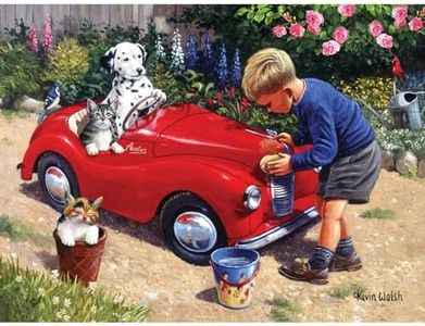 Bits and Pieces - 500 Piece Jigsaw Puzzle for Adults - 18" x 24" - Washing The Car - 500 pc Nostalgic Childhood Jigsaw by Kevin Walsh
