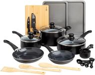 Ecolution Easy Clean Ceramic Nonstick Cookware Set, Dishwasher Safe Kitchen Pots and Pans Set, Comfort Grip Handle, Even Heating, Ultimate Food Release, 26-Piece, Black