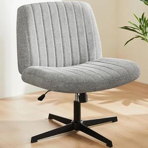 Sweetcrispy Office Chair No Wheels - Armless Desk Chair No Wheels Cross Legged Office Chair Wide Swivel Home Office Desk Chairs