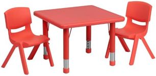 Flash Furniture Square Activity Table Set, 24"W x 24"D x 14.50" - 23.75"H, Red