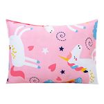 Cottonblue Kids Pillow and Pillowcase Set 14x19, Pink Unicorn Toddler Pillow Cotton Pillowcase, Girls Breathable Pillow with Pillow Cover for Kids Sleeping, Machine Washable