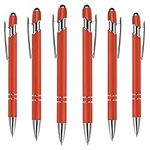 Cobee Ballpoint Pen with Stylus Tip, 6 Pieces Retractable Ballpoint Pens, 1.0 mm Black Ink Soft Touch Responsive Click Metal Pens, 2 in 1 Stylus for Touch Screens, School Office Gift Supplies(Orange)