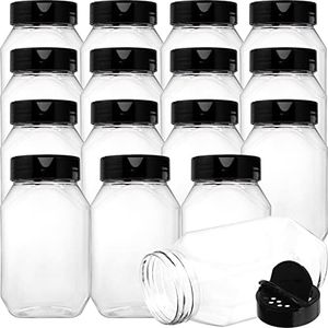 Dicunoy 16 Pack 17 OZ Plastic Spice Containers, Large Seasoning Jars with Shaker Lids, Reusable Empty Storage Bottle for Kitchen Storing Spice, Powders