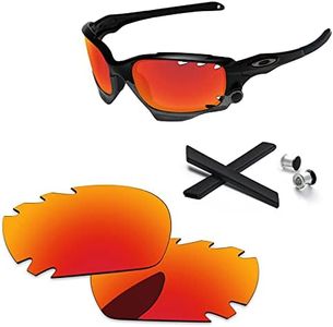 PapaViva Lentes de repuesto y kits de goma para Oakley Racing Jacket/Jawbone Vented Sunglasses Frame Fire Red