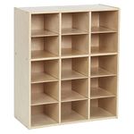 Streamline 15 Cubby Tray Storage Cabinet, 5x3, Classroom Furniture, Natural