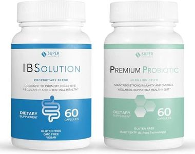IBSolution Gut Health Bundle - All Natural Gut Health Support & Premium Probiotics w/ 40 Billion CFU for Support of Irregular Bowels, Bloating, Constipation, Gas, Abdominal Pain - 2 Pack (120 Caps)