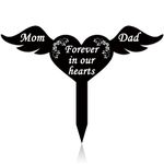 Wesiti Cemetery Decorations for Grave Metal Grave Marker Mom and Dad Memorial Garden Stake Wing Sign Remembrance Plaque Waterproof Sympathy Grave Stake for Loss of Mother Father Cemetery Decoration