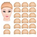 Wig Caps, MORGLES 20pcs Stretchy Stocking Wig Cap for Women Girls, Light Brown