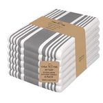 Urban Villa Kitchen Towels 100% Cotton Pack of 6, Highly Absorbent Quick Drying Super Soft Premium Dish Towel for kitchen with Hanging Loop Hand & Tea Towels - 20x30 Inch, (Dove Grey & White, Striped)