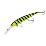 Band-It Walleye Deep Minnow Jerkbait Fishing Lure, Fishing Accessories, Dives ro 27-feet Deep, 4 3/4", 5/8 oz, Chartreuse Black Stripes, (BDTWBD206)