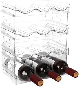 EZ COZY Wine Rack-4 Pack Stackable Wine Rack for 12 Bottles,Wine Rack for Inside Cabinet,for Pantry,Refrigerator,Countertop Organization (4 Tier)