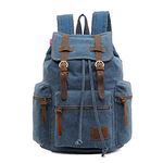 Yimidear Vintage Casual Canvas Backpack Rucksack Schoolbag Hiking Bag (Blue)