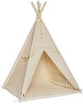 FUNwithMUM Teepee Tent For Children Tipi Indian Wigwam Home Garden Floor Mat Included 150x100x100 Cotton - Natural Beige